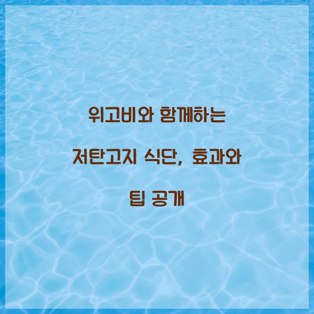 위고비와 함께하는 저탄고지 식단