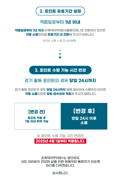 손목닥터 9988 포인트 유효기간 설정