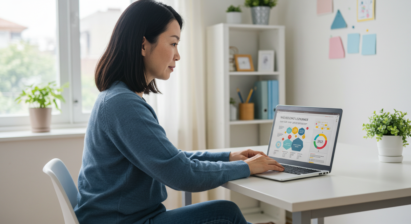 평생교육이용권으로 온라인 강의를 듣는 모습