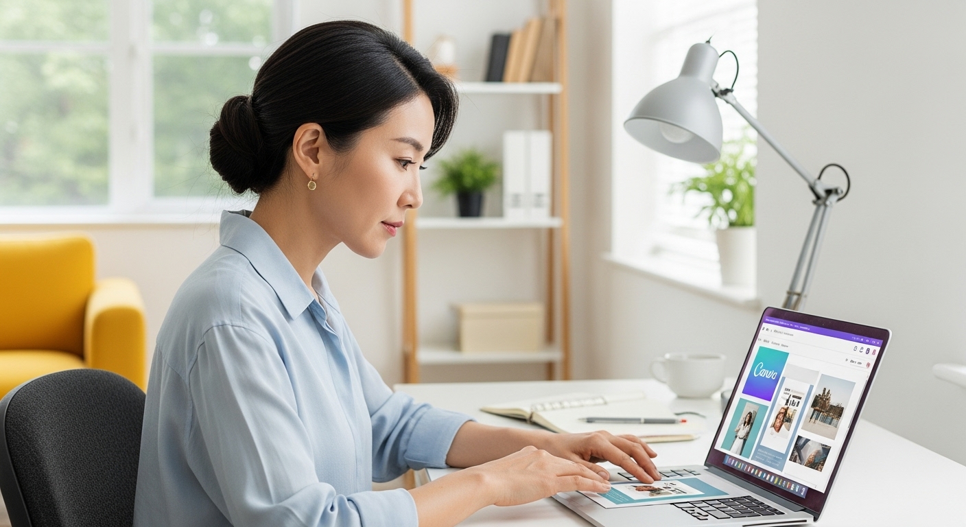 캔바 디자인 작업 장면