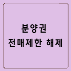 분양권 전매제한 해제