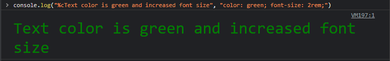 console.log