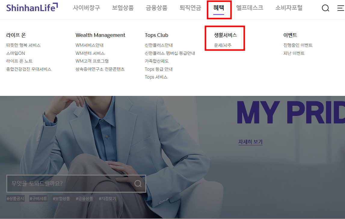 신한생명 무료운세 사진