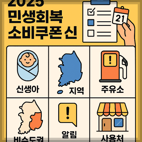 2025 민생회복 소비쿠폰 신청, 지급일, 지역, 신생아, 알림, 주유소, 사용지역, 비수도권, 사용처