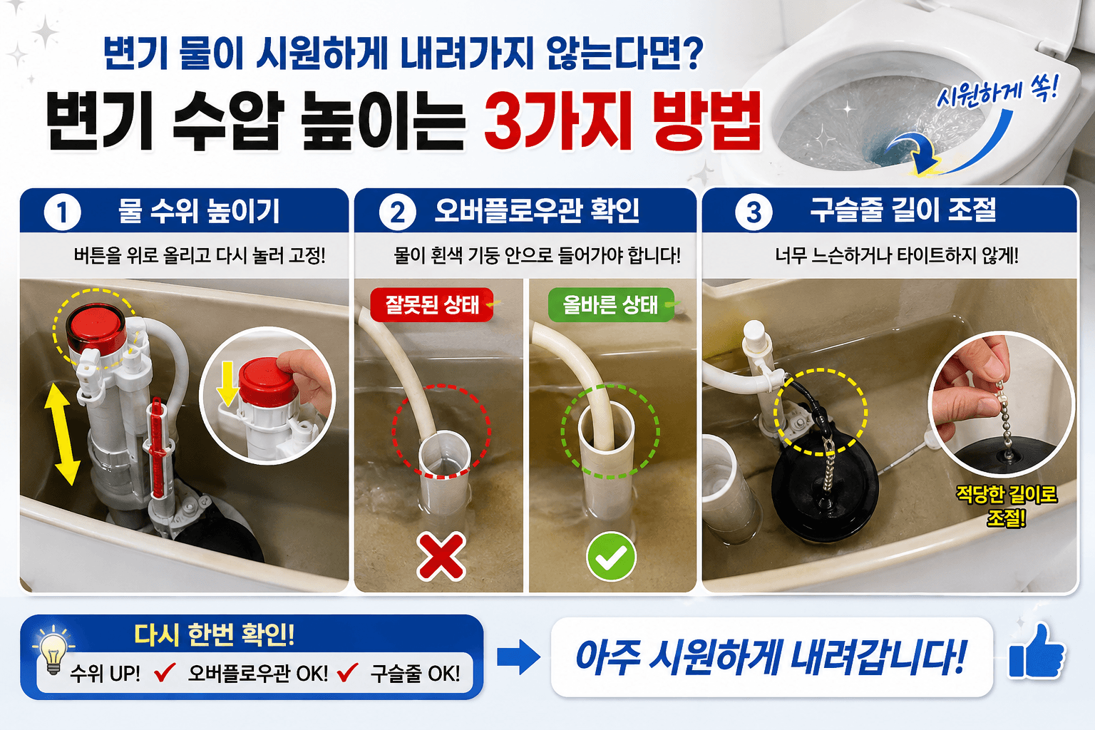 변기 수압 높이는 방법