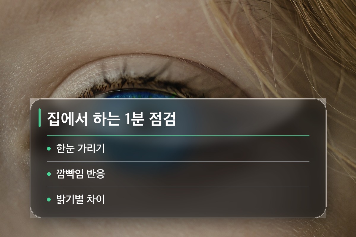눈 침침함 한쪽씩 가려 보면 절반은 갈립니다
