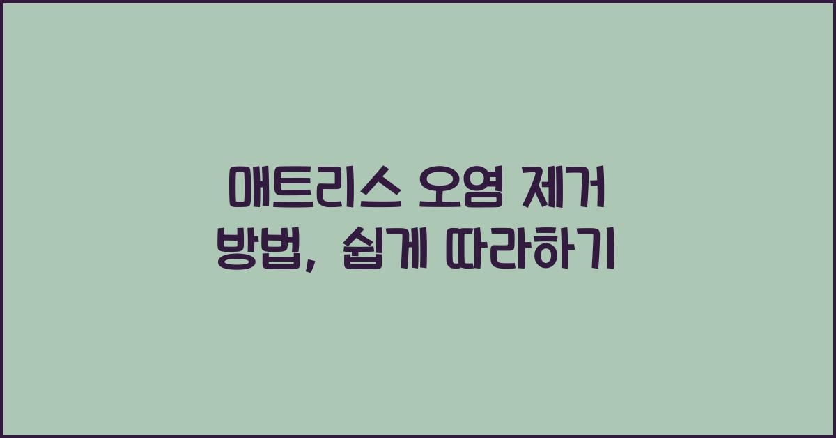 매트리스 오염 제거 방법