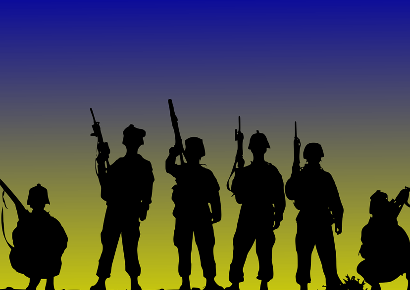 군인들 그림자 사진