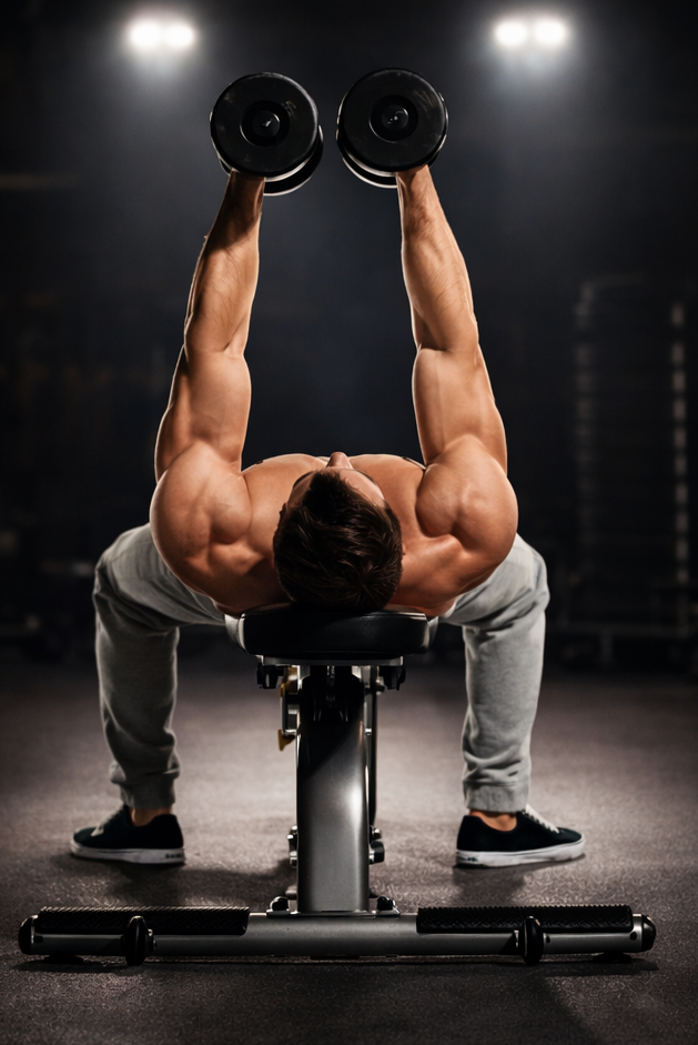 벤치 덤벨 플라이 정점 유지