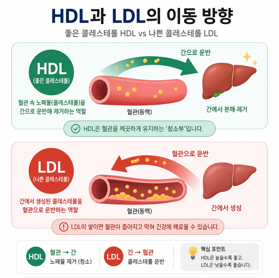 HDL과 LDL 이동방향