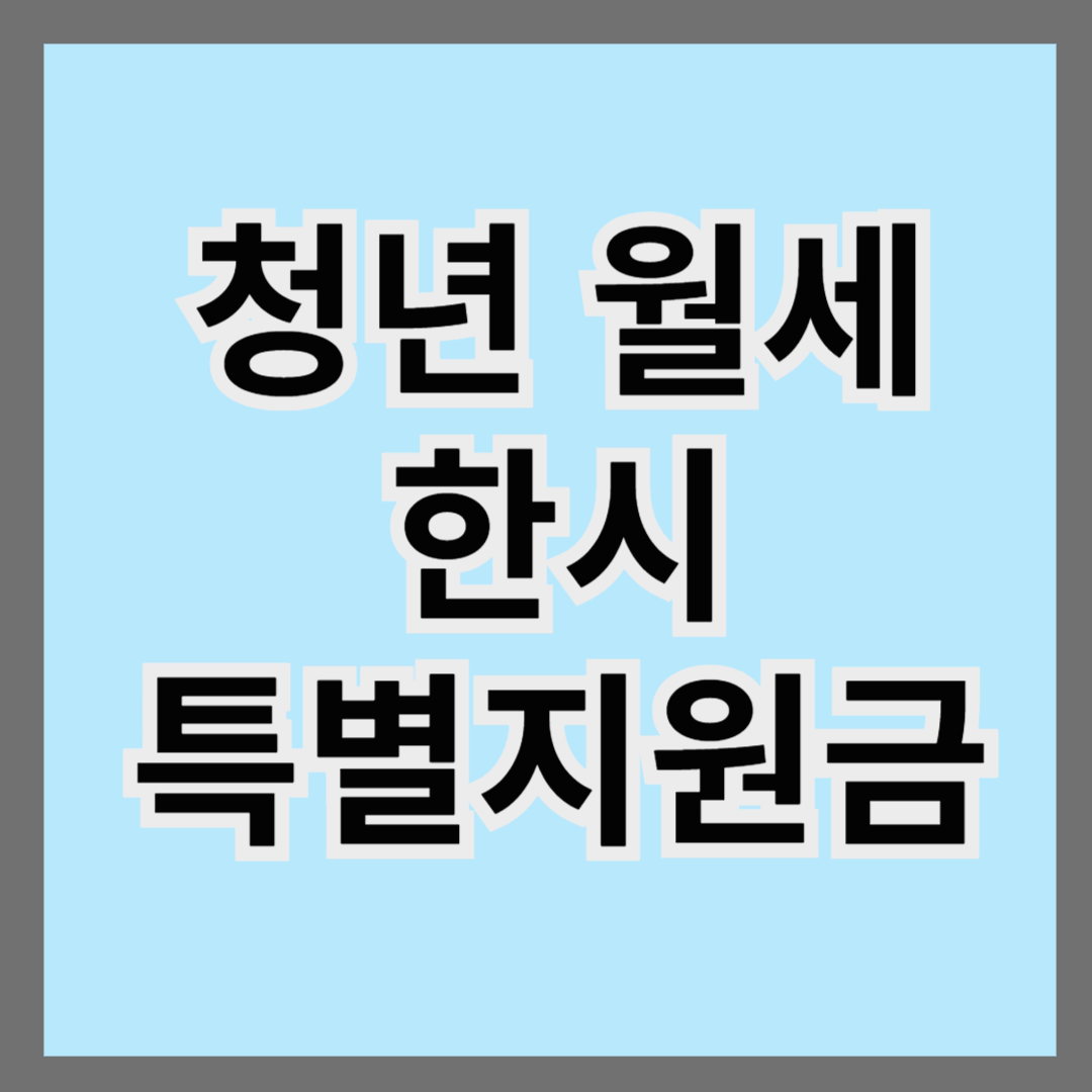 청년 월세 한시 특별 지원금
