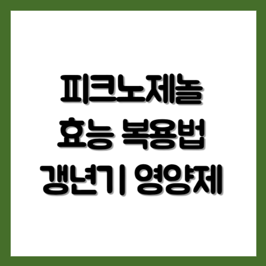 피크노제놀 효능 복용법