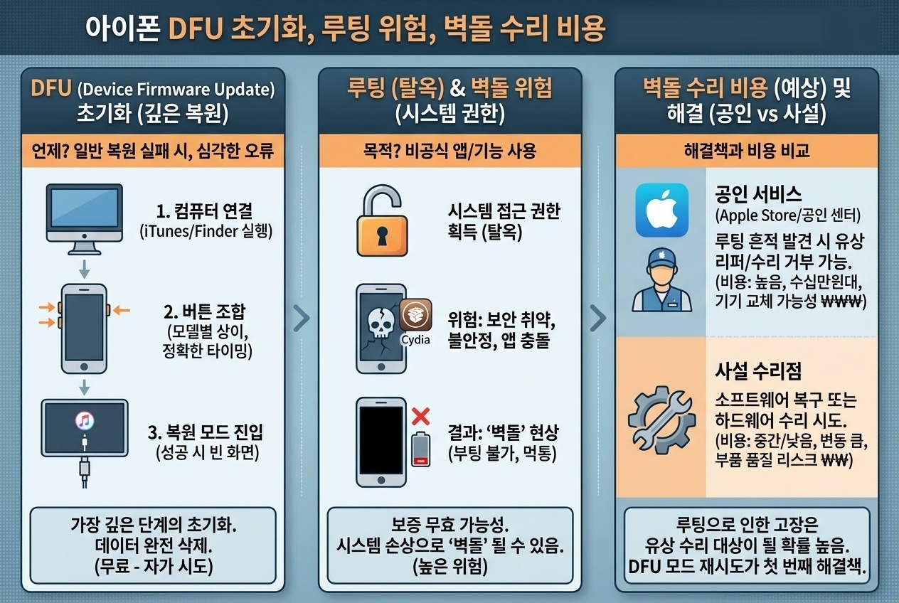 아이폰 DFU 초기화와 루팅 후 벽돌 수리비용까지