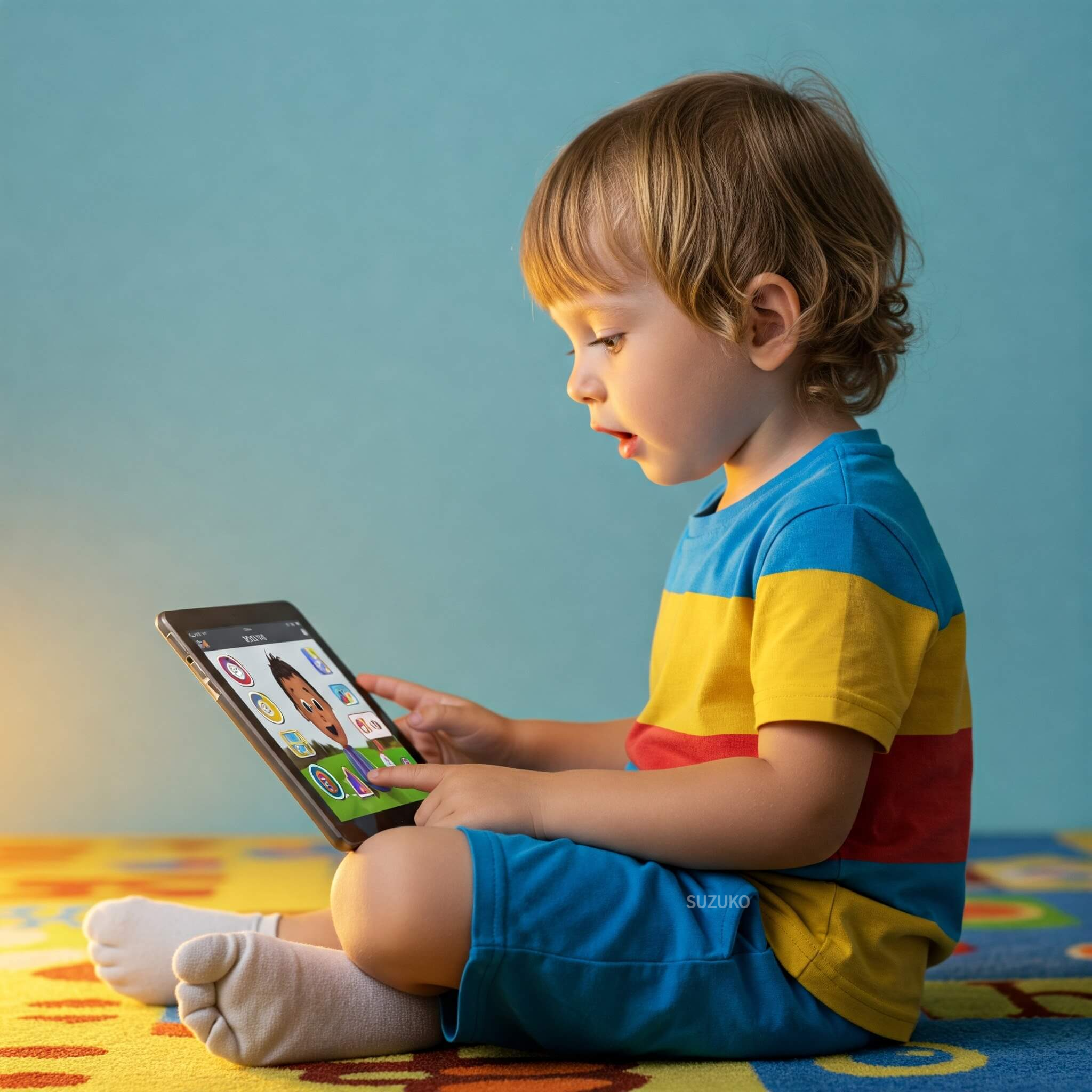 패드로 유튜브를 보는 남자 어린이