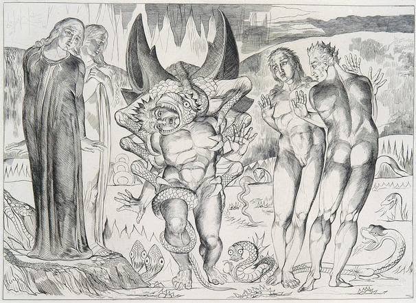 윌리엄 블레이크(William Blake)가 단테의 《신곡》 '지옥 편'을 위해 제작한 일련의 삽화 중 하나