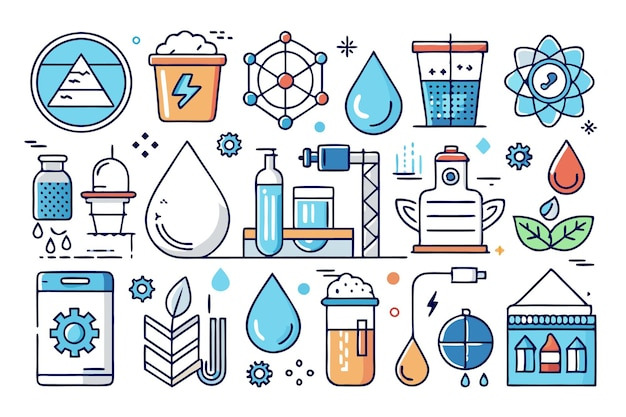 Illustration featuring icons representing water purifiers and consumer rights.