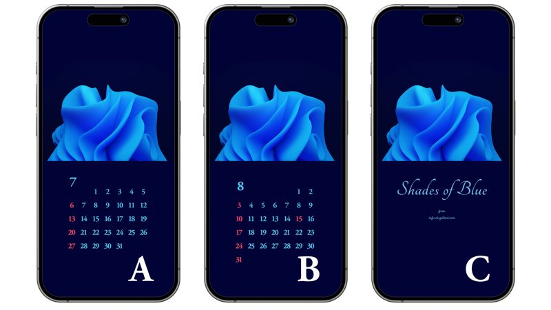 07 파란색 오브젝트 다크 ABC - 2025년7월 아이폰배경화면