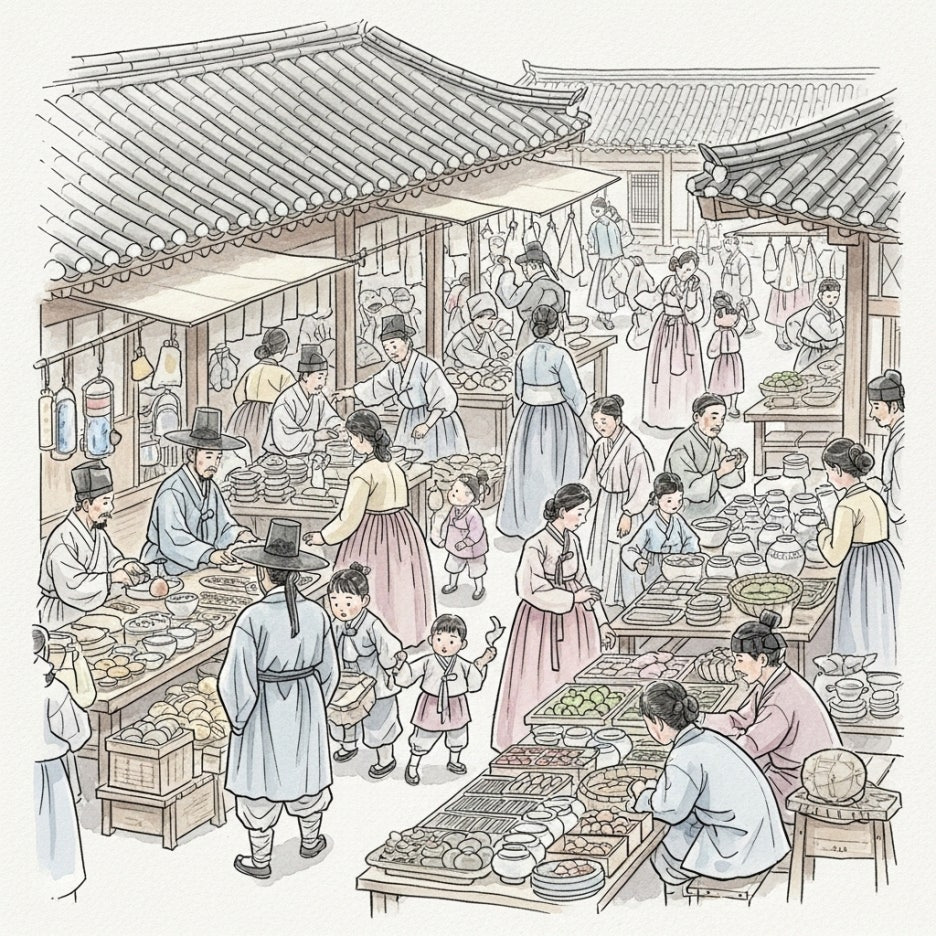 고려시대 시장터의 활기차고 정겨운 풍경