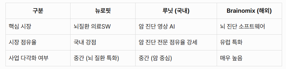 뉴로핏 경쟁사 비교표