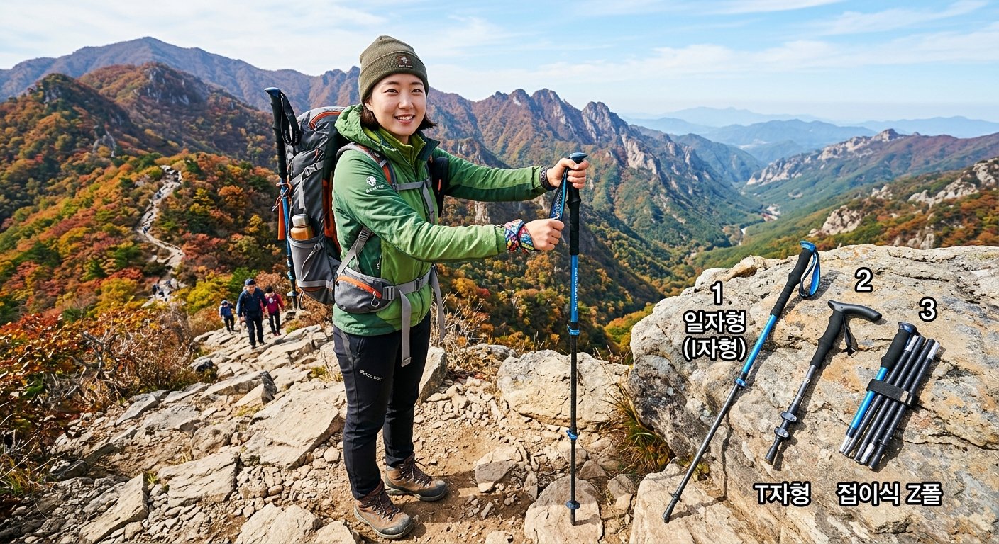등산용 스틱 종류별 비교(일자형 vs T자형 vs 접이식)와 올바른 스틱 길이 조절법