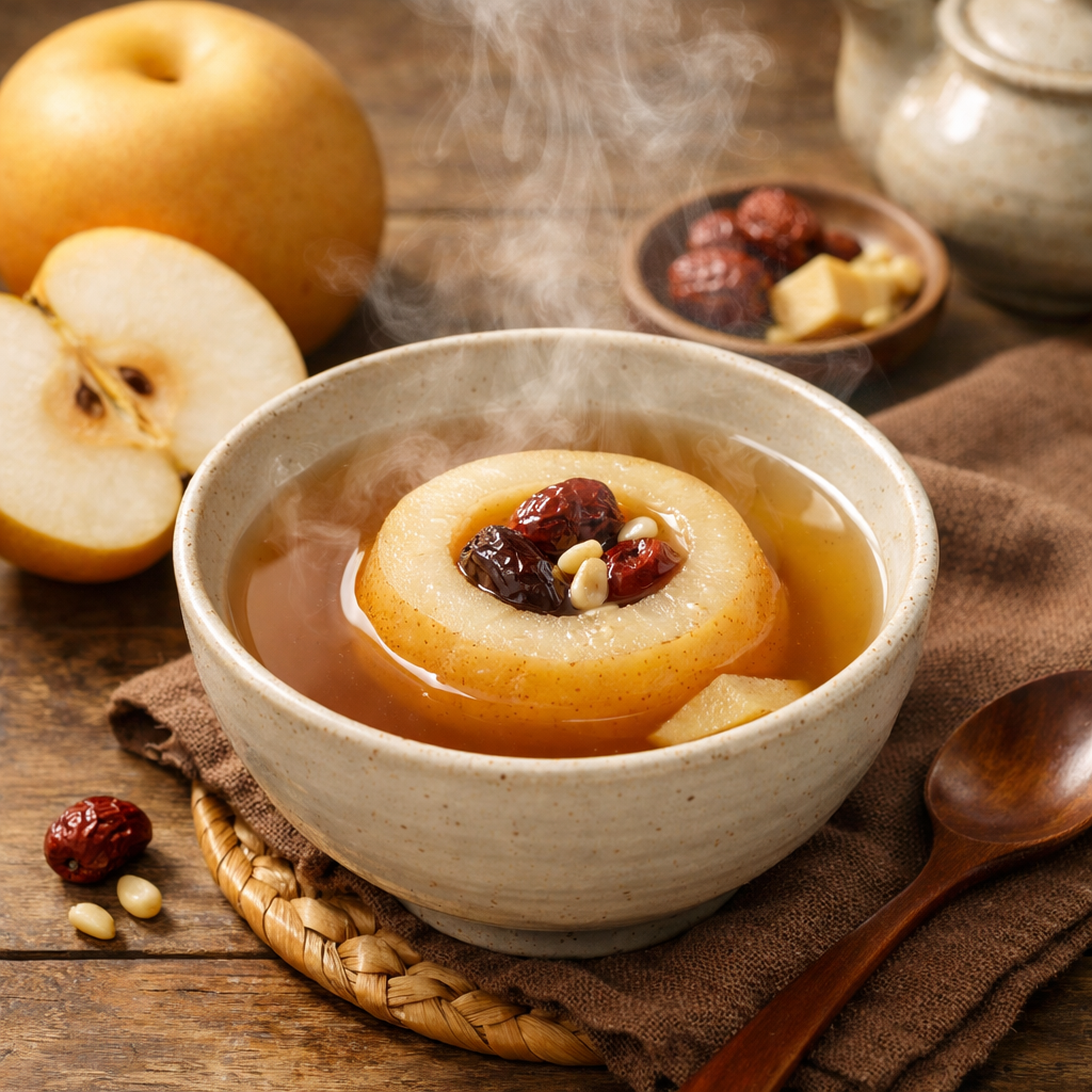 기관지 건강에 좋은 따뜻한 배숙과 배즙 사진