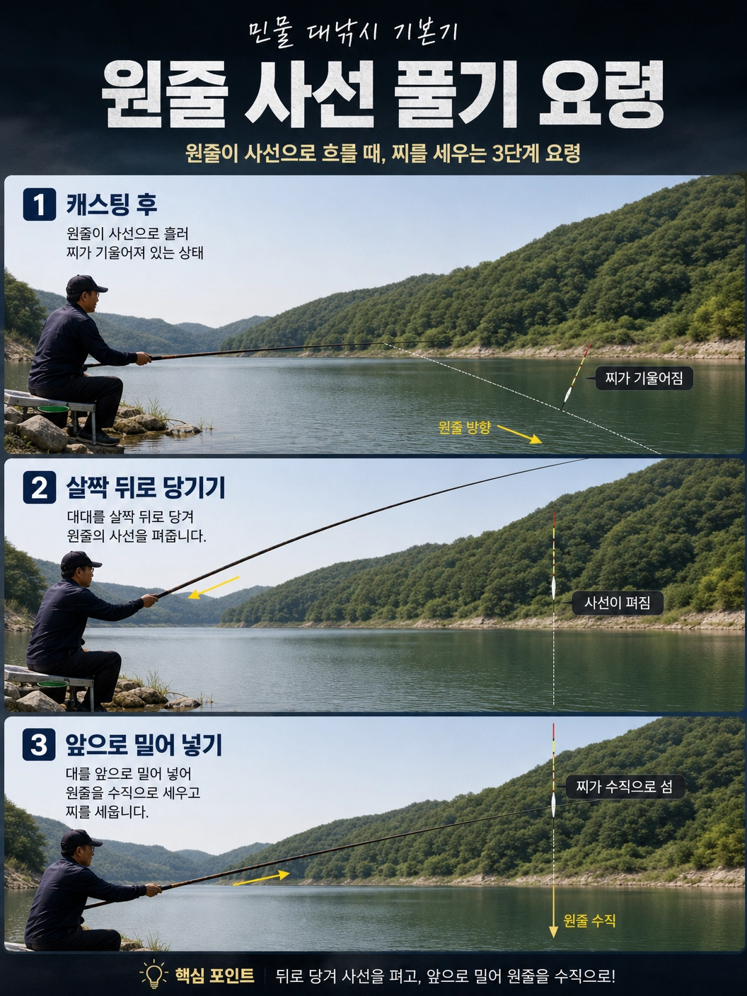 원줄 사선 풀기 요령