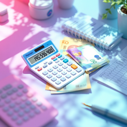 계산기와-서류-돈등이-놓여있는-책상