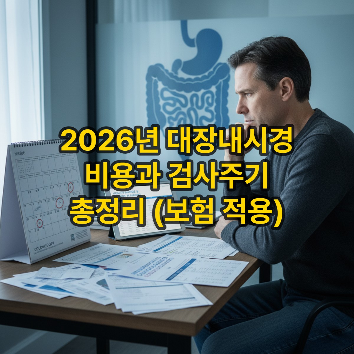 대장내시경 비용과 검사 주기를 확인하며 건강 계획을 세우는 모습