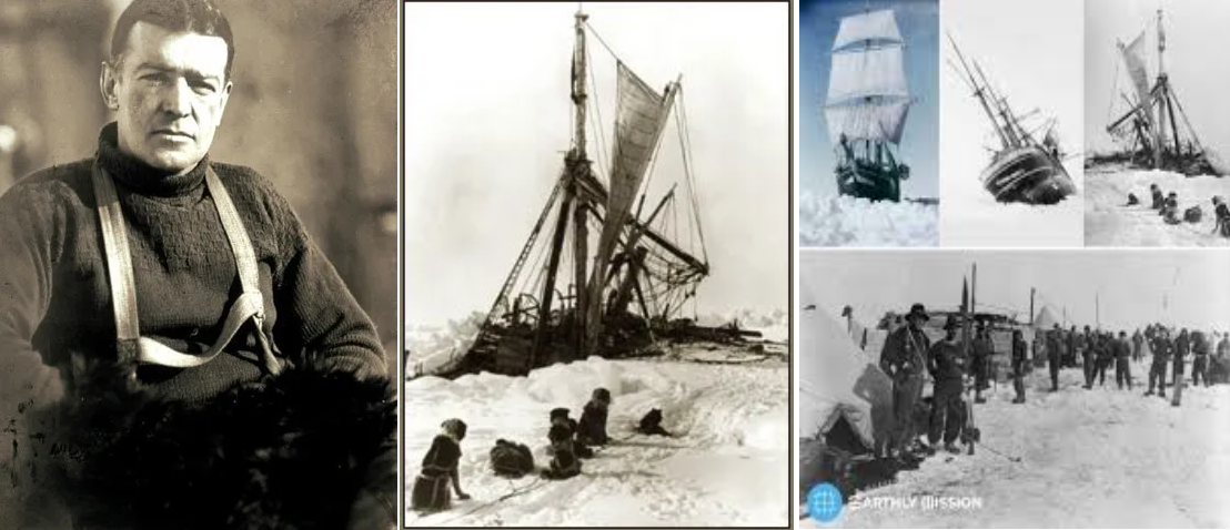 어니스트 섀클턴(좌)과 탐험 당시 사진 출처 : 나무위키