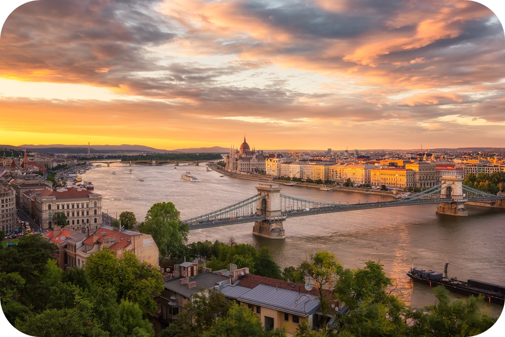 헝가리-부다페스트-다뉴브강-일몰-전경