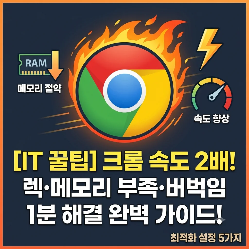 크롬 속도 2배 빨라지는 필수 최적화 설정 5가지 렉 메모리 부족 1분 해결 대표 썸네일