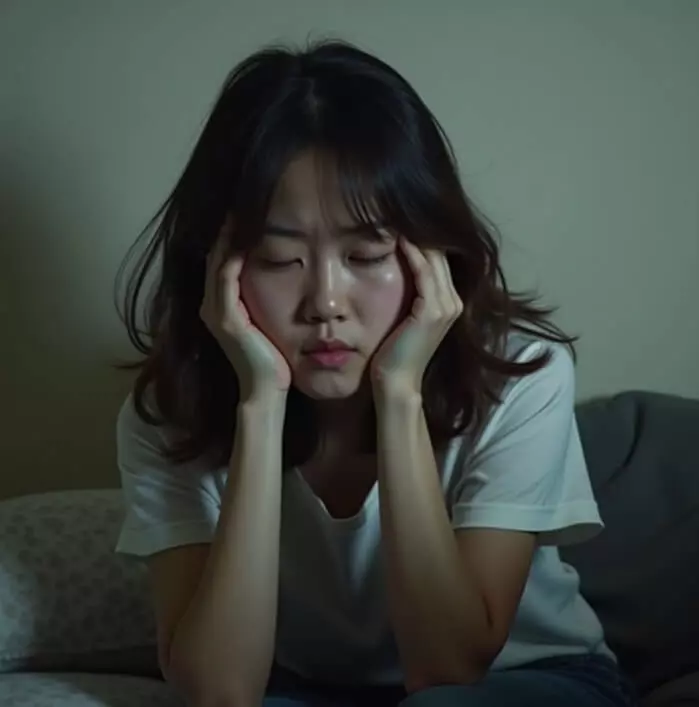 피곤해하고 있는 사람 이미지