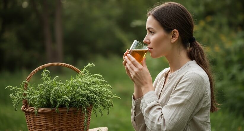 쑥차 한잔 마시기