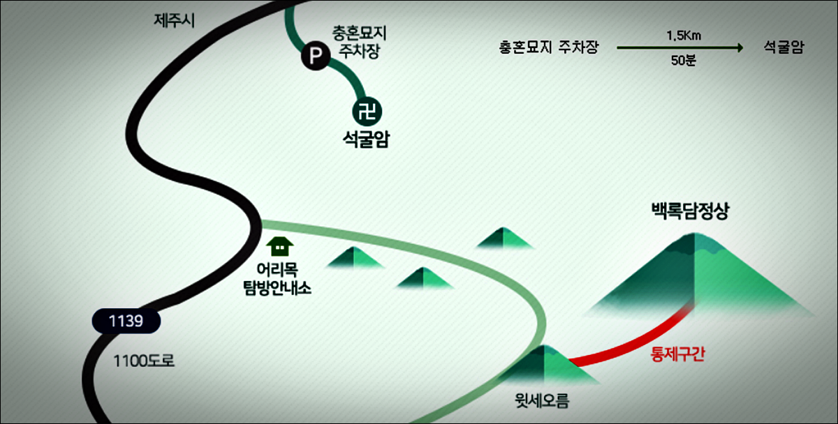 한라산 석굴암 탐방로 거리 시간 난이도 안내
