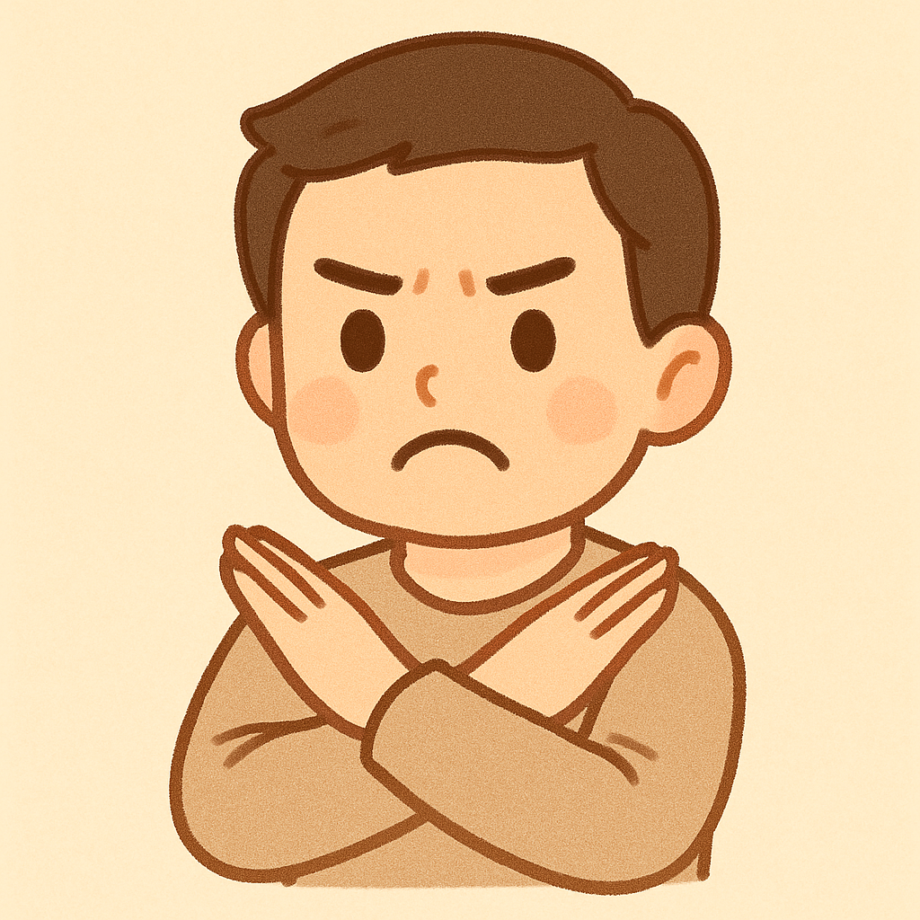 팔로 엑스 표시하는 남자