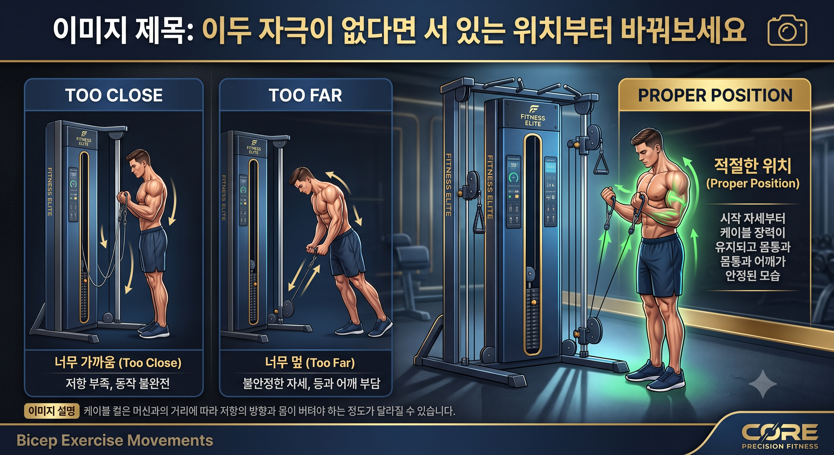 이두 자극이 없다면 서 있는 위치부터 바꿔보세요