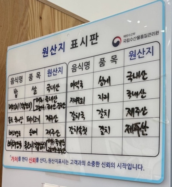 원산지표시판