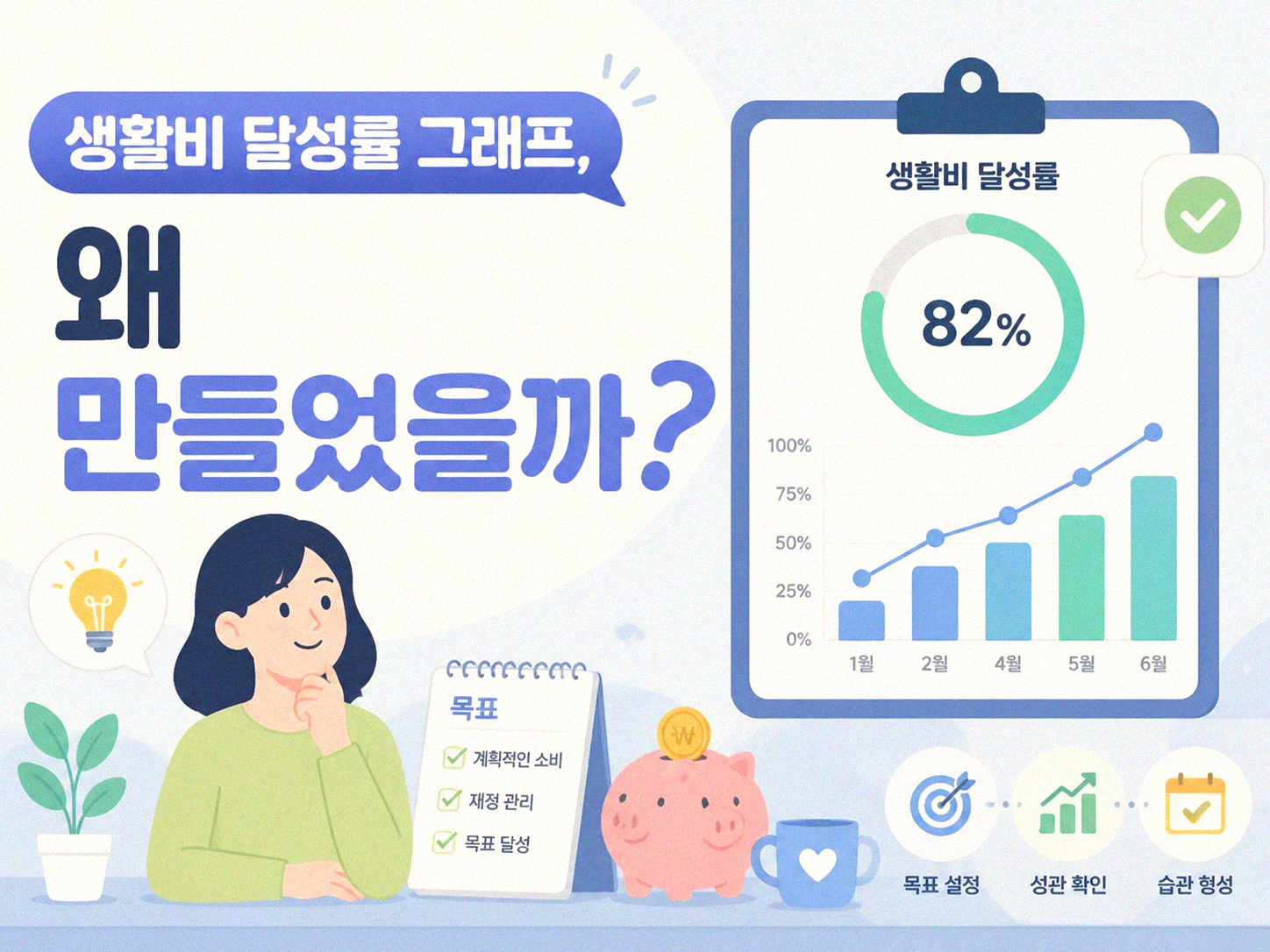 생활비 줄이기 달성률 그래프 만들기 해봤어요