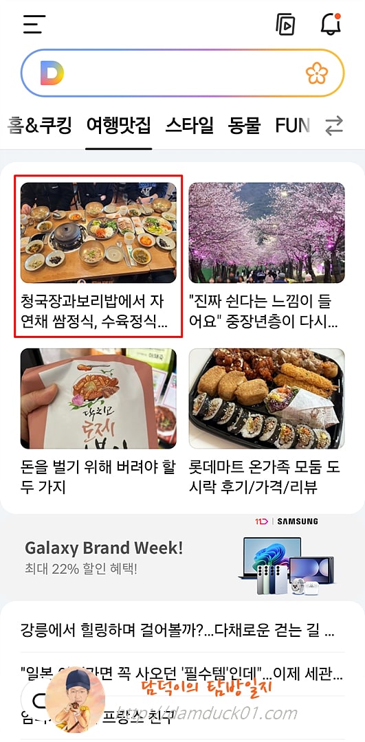 2025년 4월 14일 다음 모바일 여행맛집 채널