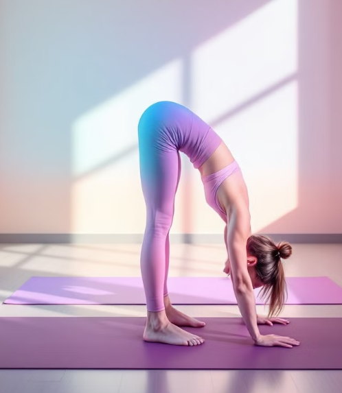 하루 5분 스트레칭 중 다리 펴기 스트레칭을 하고 있는 여자