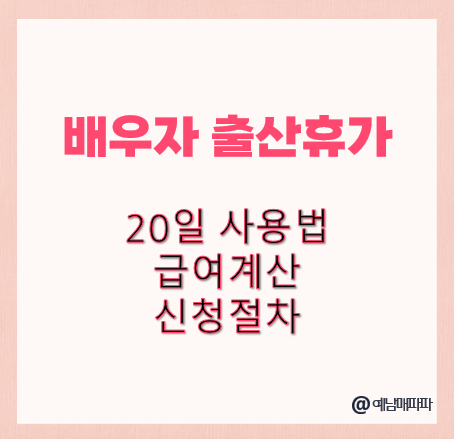 배우자 출산휴가 20일 사용법 급여계산 신청절차
