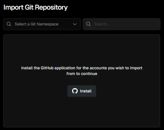 Vercel Import Git Repository GitHub Account