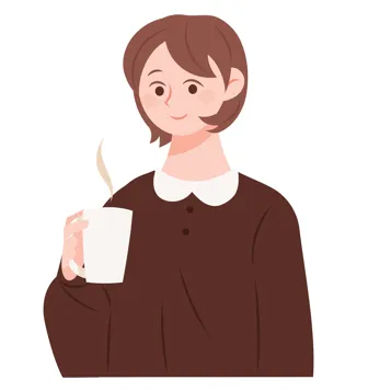 커피 한 잔 마시며, 쉬고 있는 여성