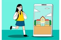 가방메고-노랑조끼를-입고-명량하게-학교에가는-여학생