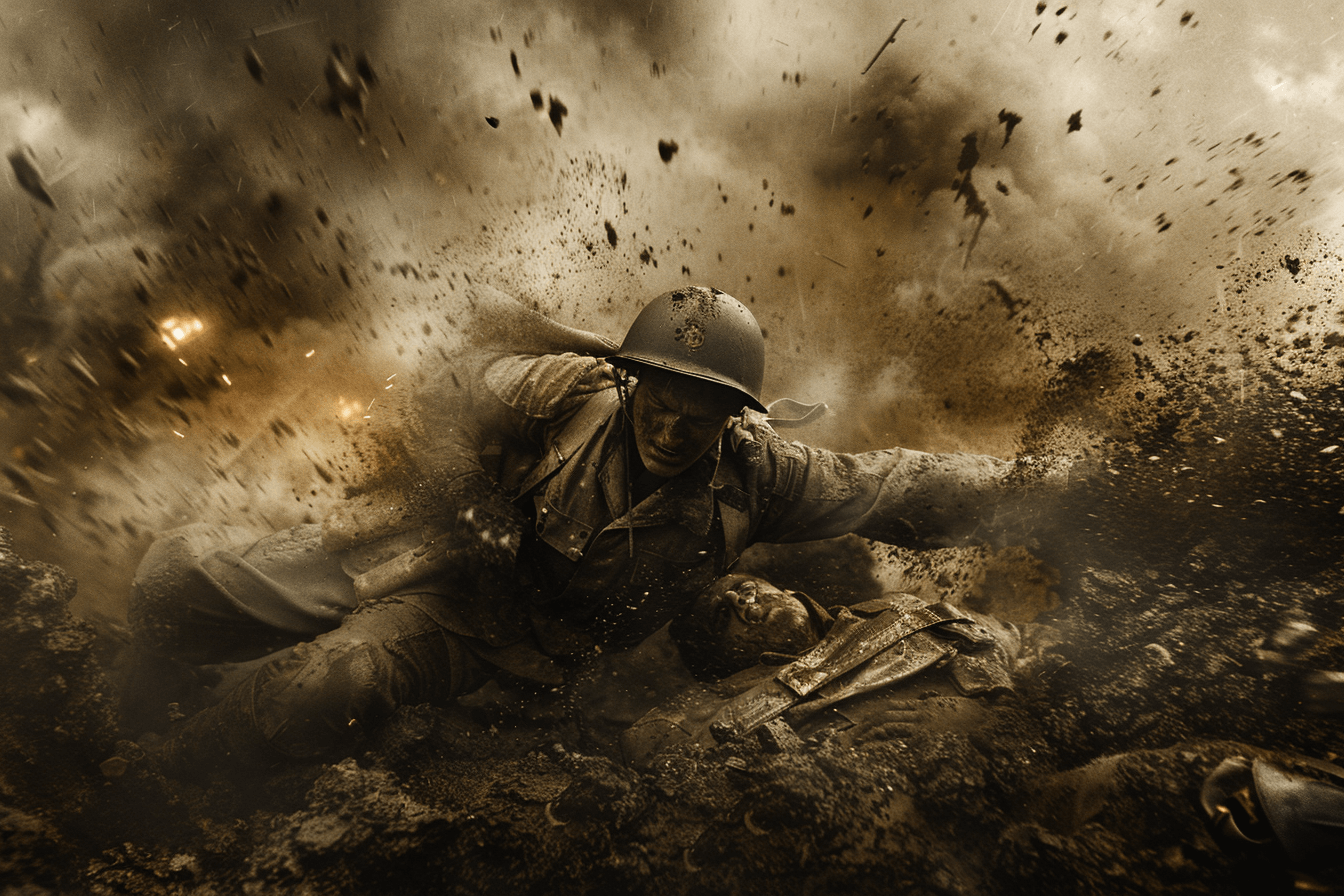 부상당한-병사를-보호하는-전쟁-영웅