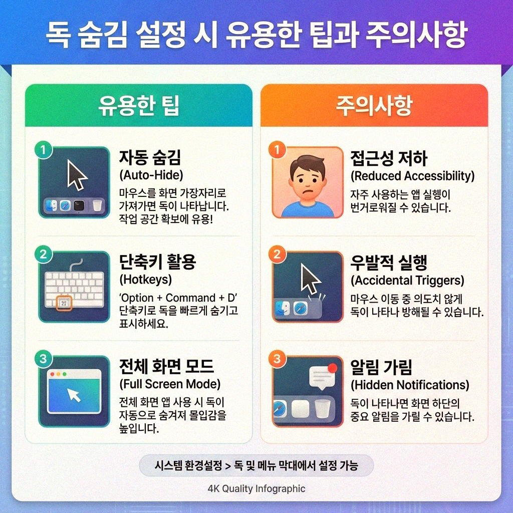 맥 독 숨기기 자동 설정 제대로 알아보기