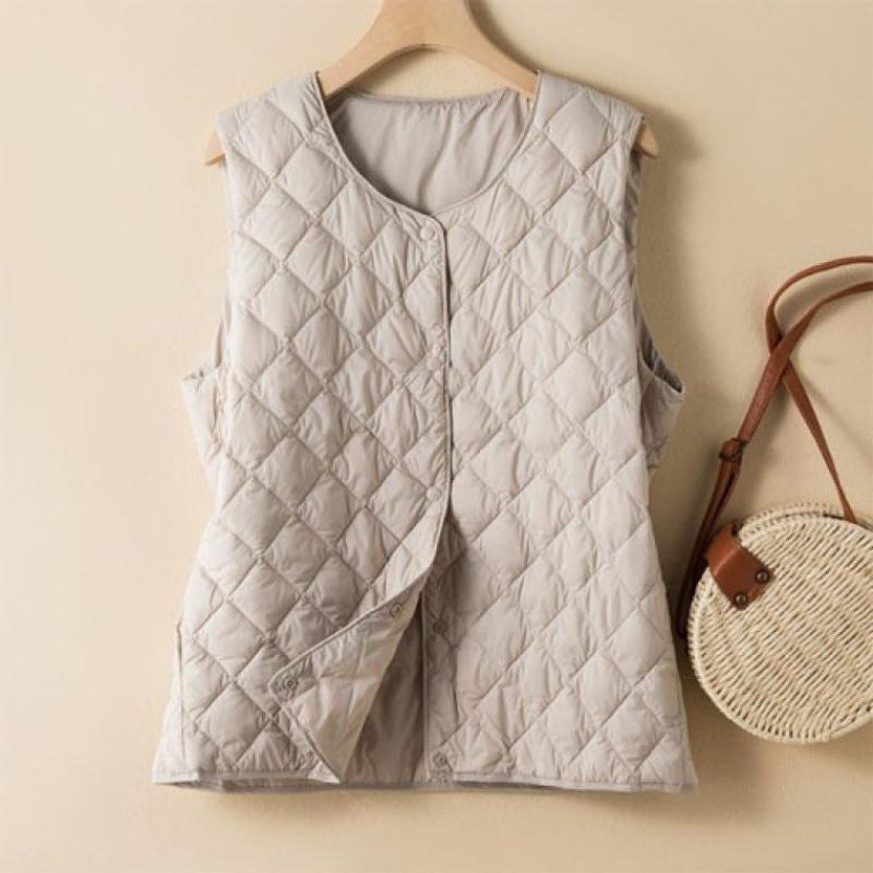 은창 다이아 퀼팅 패딩 조끼 여성 봄 가을 겨울 보온 사무실 실내 오버핏 상의 여자 단추