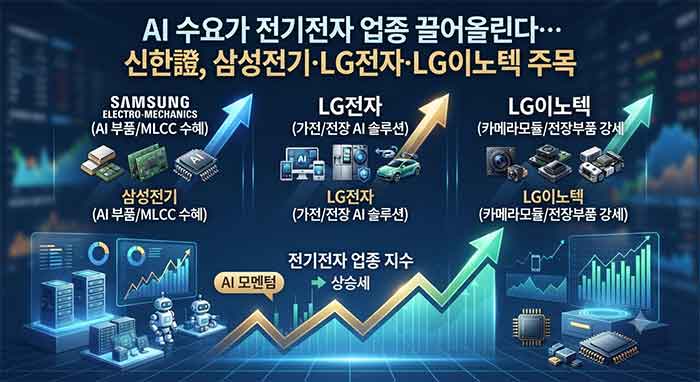 AI 수요에 따른 전기전자 업종 상승 이미지.