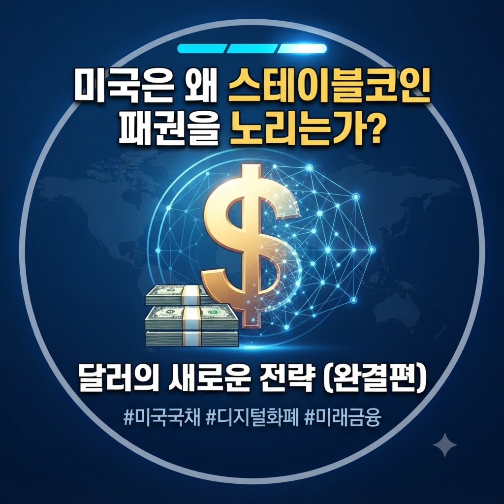 미국은 왜 스테이블코인 패권을 노리는가? 달러의 새로운 전략과 미국국채 및 디지털화폐 전망을 다룬 블로그 썸네일 이미지
