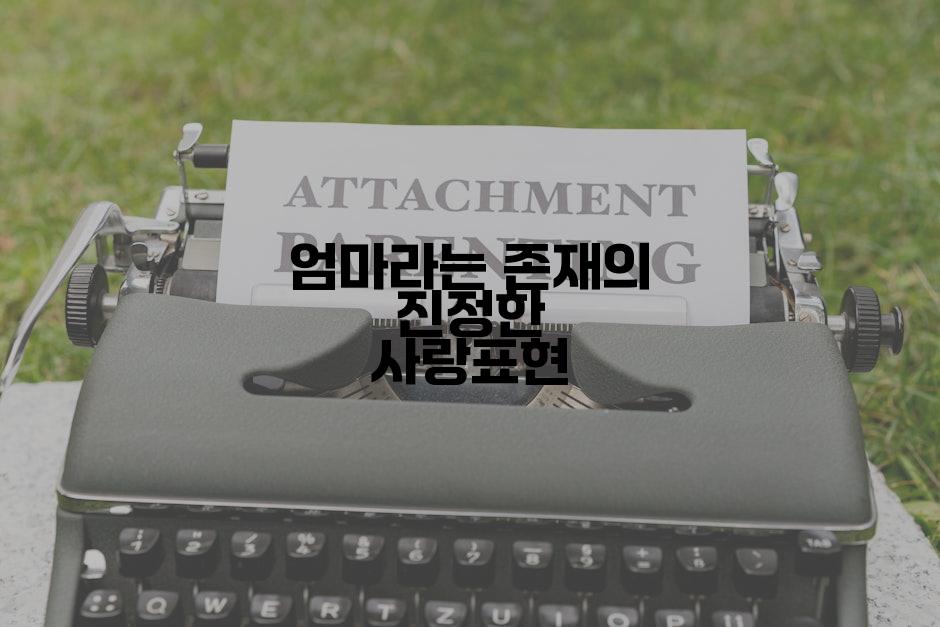 엄마라는 존재의 진정한 사랑표현